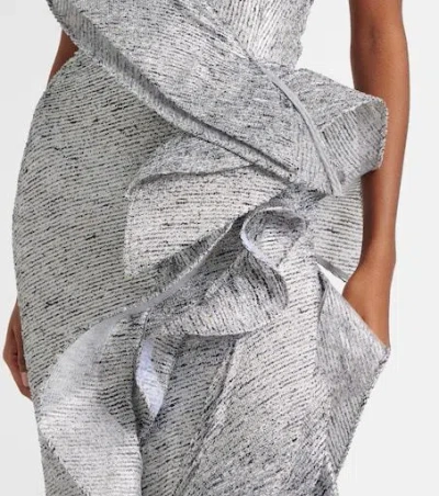 Maticevski Satellite Wave Ruffled Gown In Silver