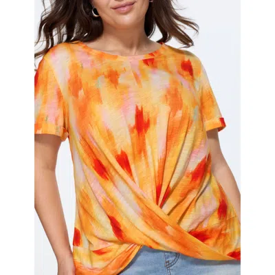 Bloomchic Cotton Gradient Blend Overlap Front T-shirt In Multicolor