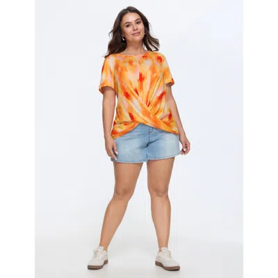 Bloomchic Cotton Gradient Blend Overlap Front T-shirt In Multicolor