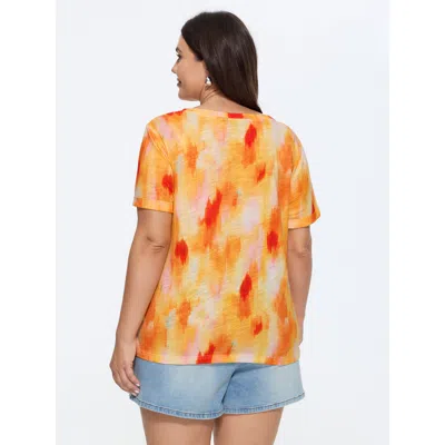 Bloomchic Cotton Gradient Blend Overlap Front T-shirt In Multicolor