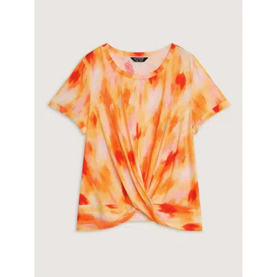 Bloomchic Cotton Gradient Blend Overlap Front T-shirt In Multicolor