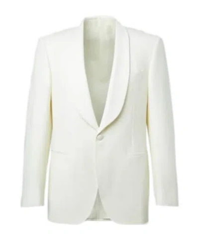 Canali Wool Suit Jacket In White