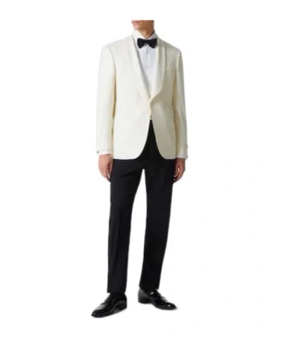 Canali Wool Suit Jacket In White