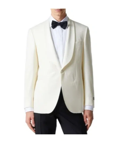 Canali Wool Suit Jacket In White