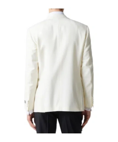 Canali Wool Suit Jacket In White