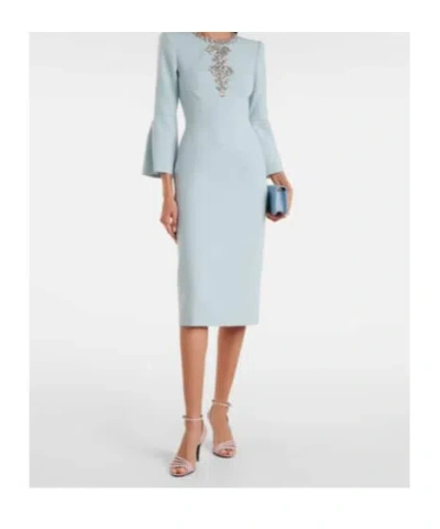 Jenny Packham Margoni Bell-sleeve Embellished Midi Dress In Blue
