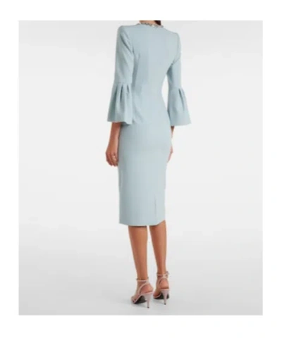 Jenny Packham Margoni Bell-sleeve Embellished Midi Dress In Blue