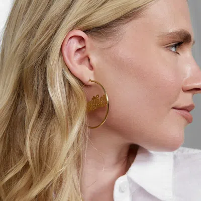 Bargainbazaar Large Gold Classic Style Script Name Earrings
