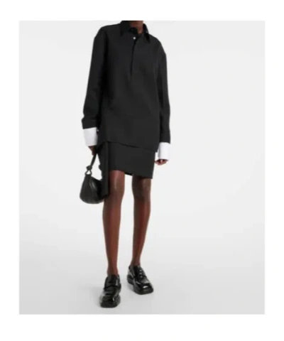Plan C Wool-blend Minidress In Black