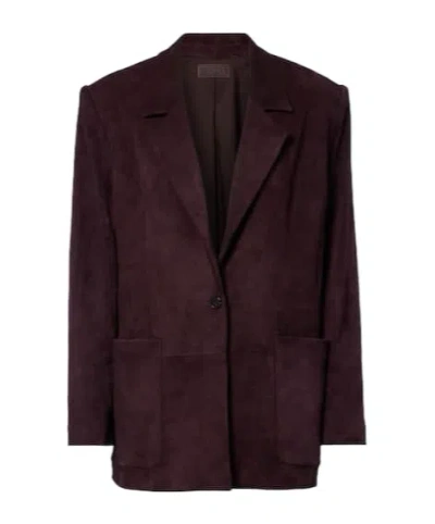 Stouls Berliner Suede Blazer In Burgundy