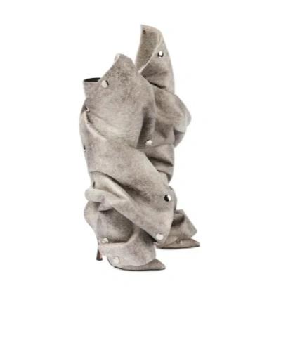 Y/project Snap Faux Leather Knee-high Boots In Gray