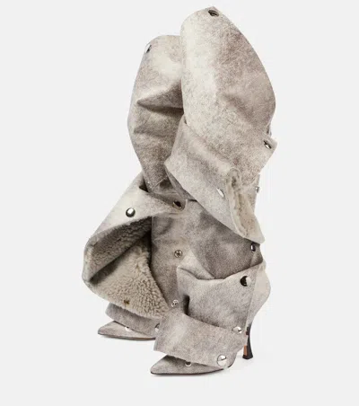Y/project Snap Faux Leather Knee-high Boots In Gray