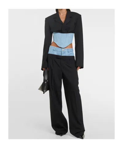 Dion Lee Cowboy-cloth Patchwork Suit Jacket In Black