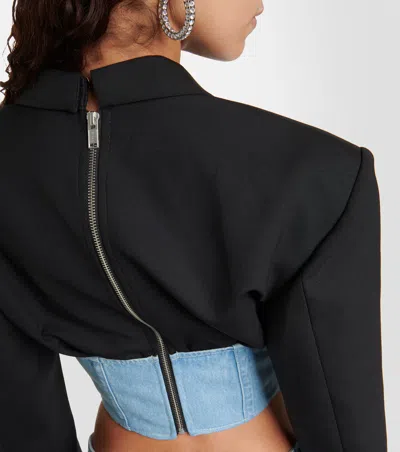 Dion Lee Cowboy-cloth Patchwork Suit Jacket In Black