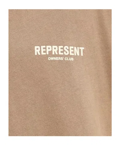 Represent Crew Neck Logo Detail Short Sleeve T-shirt In Nude