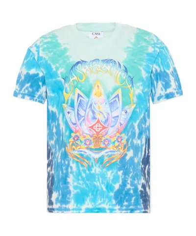 Casablanca Kids Graphic Printed Crewneck T-shirt In Blue