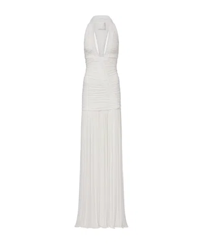 Christopher Esber Bridal Orion Ruched Halterneck Gown In White