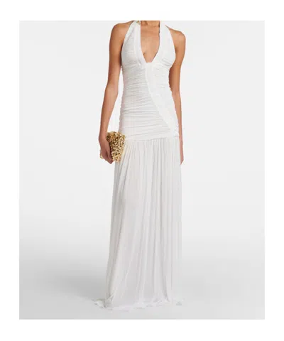 Christopher Esber Bridal Orion Ruched Halterneck Gown In White