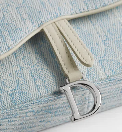 Dior Medium Saddle Pouch With Chain In Sky-blue