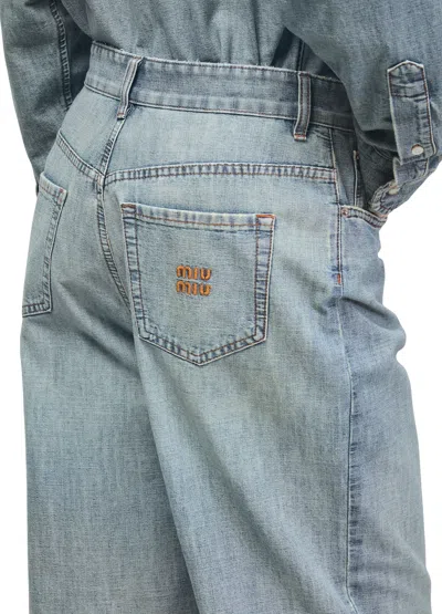 Miu Miu Belt Loop Jeans In Blue