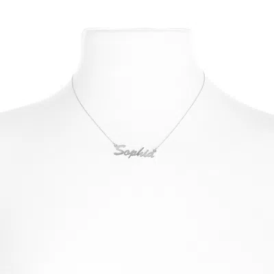 Bargainbazaar 14k White Gold Thin Script Nameplate Necklace
