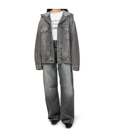 Acne Studios Jacket Hooded Denim In Gray