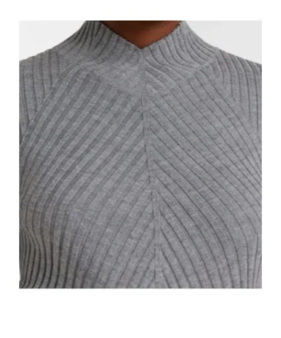 Victoria Beckham Fitted Ribbed Knit Sweater With Subtle V-neckline In Gray