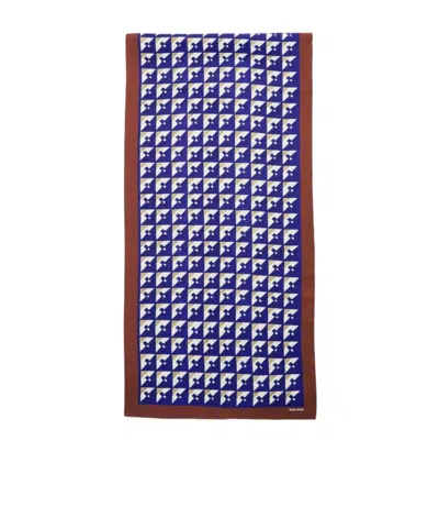 Miu Miu Printed Silk Foulard Scarf In Blue