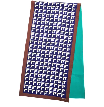 Miu Miu Printed Silk Foulard Scarf In Blue