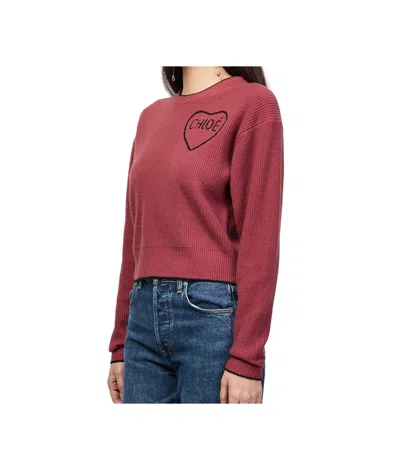 Chloé Short And Fitting Pullover With Wool Logo In Red