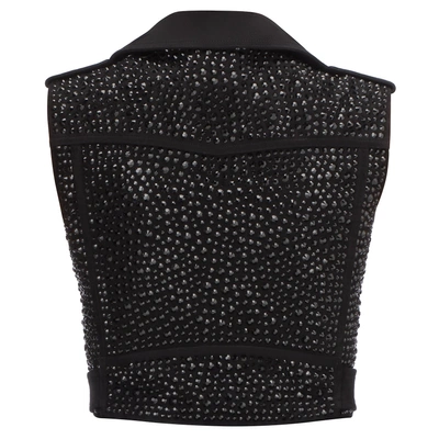 Shop Giuseppe Zanotti - Black Suede Vest Jacket With Crystals New Amelia