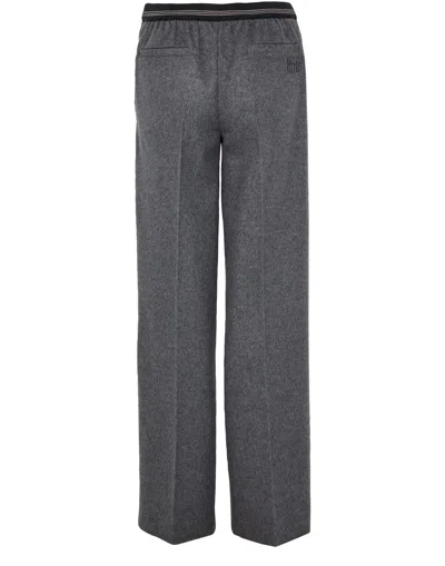 Miu Miu Wool Pants With Drawstring In Gray