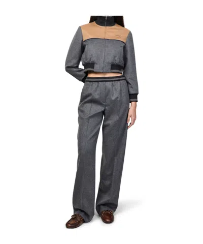 Miu Miu Wool Pants With Drawstring In Gray