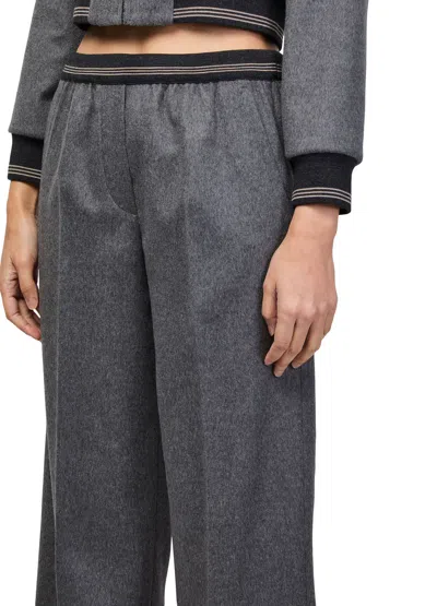 Miu Miu Wool Pants With Drawstring In Gray