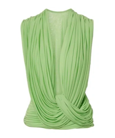 Christopher Esber Ripple Draped Jersey Top In Green