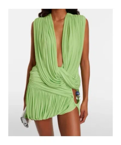 Christopher Esber Ripple Draped Jersey Top In Green
