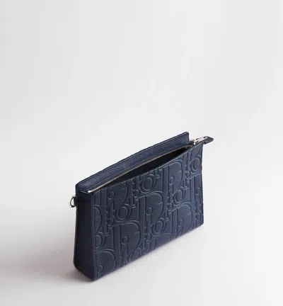 Dior A5 Triangle Pouch In Navy Blue