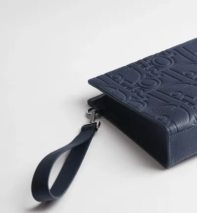 Dior A5 Triangle Pouch In Navy Blue