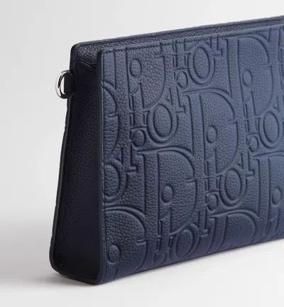 Dior A5 Triangle Pouch In Navy Blue