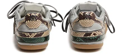 Miu Miu Gymnasium Technical Fabric And Python-print Ayers Leather Sneakers In Multi