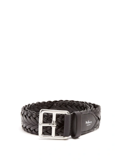 Mulberry 4cm Black Woven Leather Belt
