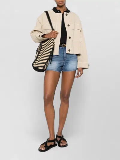 Closed Short Utility Jacket Long Sleeves Pockets In Neutral