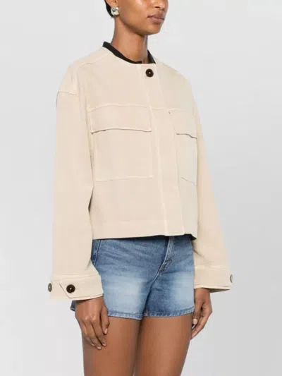 Closed Short Utility Jacket Long Sleeves Pockets In Neutral