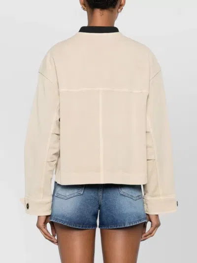 Closed Short Utility Jacket Long Sleeves Pockets In Neutral