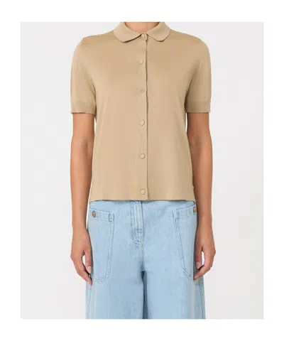 Max Mara Short-sleeved Wool Cardigan In Neutral