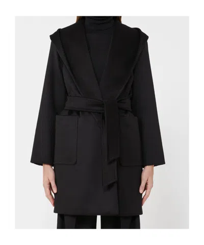 Max Mara Camel Robe Coat In Black