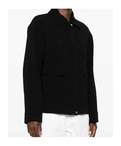 Max Mara Flap-pocket Zip-up Jacket In Black