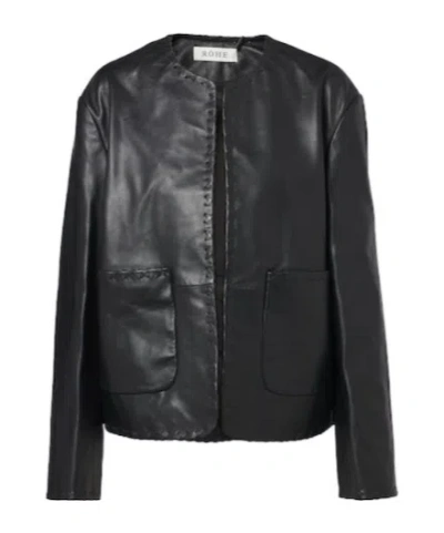Rohe Whipstitch-trim Collarless Jacket In Black