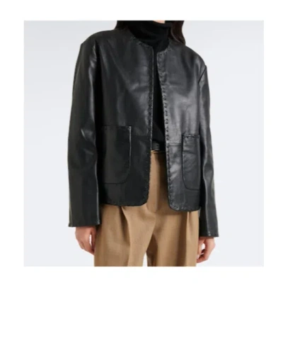 Rohe Whipstitch-trim Collarless Jacket In Black