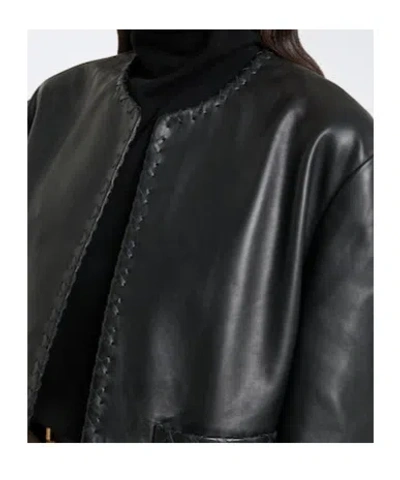 Rohe Whipstitch-trim Collarless Jacket In Black